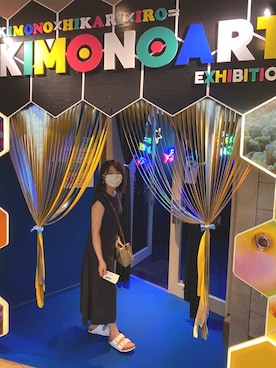 「w closet（ダブルクローゼット）のアイテム（ワンピース、ブラック系）」を使った、みーやさん（レディース・158cm）の夏コーディネート