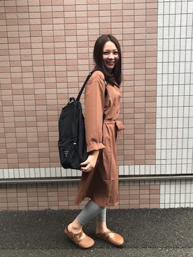 「marimekko（マリメッコ）のRoadie / BUDDY（バックパック/リュック、ブラック系）」を使った、かおちゃんさん（レディース・163cm）の秋コーディネート