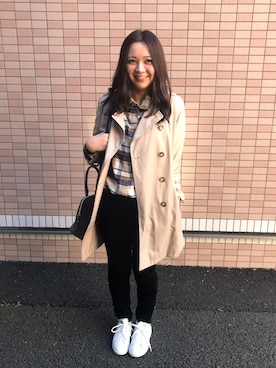 「ストリート服が好き」｜「アイテム（トレンチコート）」を使った、かおちゃんさん（レディース・163cm）の秋コーディネート
