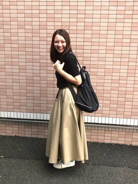 「Dickies（ディッキーズ）のアイテム（スカート、ベージュ系）」を使った、かおちゃんさん（レディース・163cm）の秋コーディネート