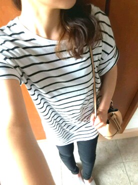「H&M（エイチ・アンド・エム）のアイテム（Tシャツ/カットソー、その他）」を使った、☆あーみー☆さん（レディース・156cm）の夏コーディネート
