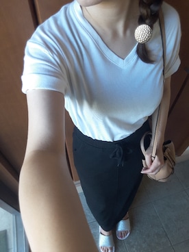 「UNIQLO（ユニクロ）のアイテム（スカート、ブラック系）」を使った、☆あーみー☆さん（レディース・156cm）の夏コーディネート