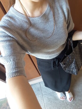 「UNIQLO（ユニクロ）のアイテム（スカート、ブラック系）」を使った、☆あーみー☆さん（レディース・156cm）の夏コーディネート
