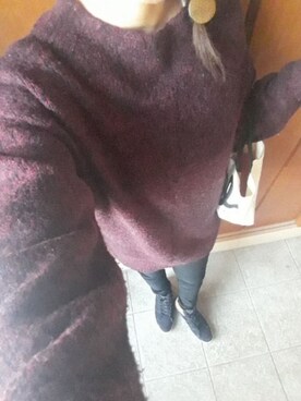「UNIQLO（ユニクロ）のアイテム（ニット/セーター、パープル系）」を使った、☆あーみー☆さん（レディース・156cm）の秋コーディネート