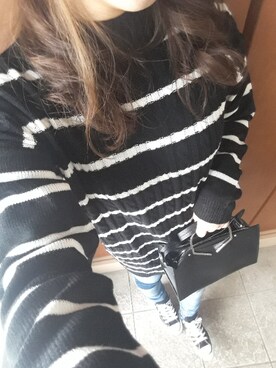 「ZARA（ザラ）のアイテム（ショルダーバッグ、ブラック系）」を使った、☆あーみー☆さん（レディース・156cm）の冬コーディネート