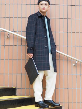 「LEE」｜「アイテム（ステンカラーコート）」を使った、B:MING by BEAMS MENさん（メンズ・172cm）の秋コーディネート