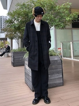 「コート」｜「アイテム（オールインワン・サロペット）」を使った、B:MING by BEAMS MENさん（メンズ・178cm）の冬コーディネート