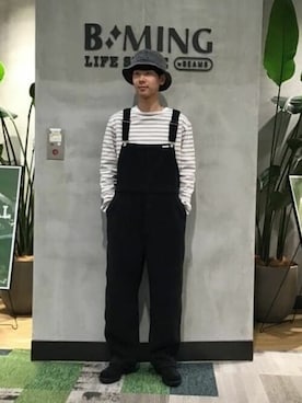 「SMITH'S（スミス）のアイテム（サロペット/オーバーオール）」を使った、B:MING by BEAMS MENさん（メンズ・177cm）の冬コーディネート