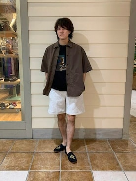 「B:MING by BEAMS（ビーミングバイビームス）のアイテム（スリッポン）」を使った、B:MING by BEAMS MENさん（メンズ・168cm）の夏コーディネート
