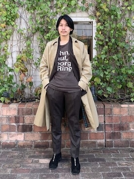 「BEAMS」｜「アイテム（ステンカラーコート）」を使った、B:MING by BEAMS MENさん（メンズ・176cm）の秋コーディネート