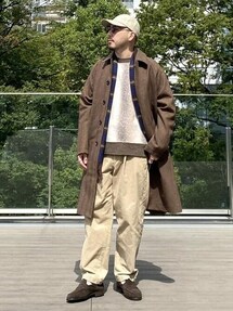 BEAMS 防風タスマニアンウールブレンドメルトンステンカラーコート　ブラウン B:MING by BEAMS / 防風 タスマニアウールブレンドメルトン ステン