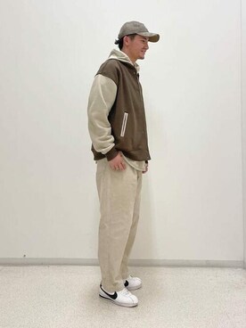 「BEAMS」｜「アイテム（スタジャン）」を使った、B:MING by BEAMS MENさん（メンズ・176cm）の冬コーディネート