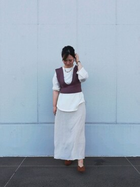 「ビスチェコーデ」｜AKIさん（レディース・160cm）の秋コーディネート