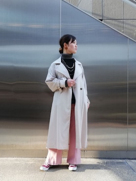 「ぽっちゃりコーデ」｜「アイテム（ジャケット/アウター、ホワイト系）」を使った、AKIさん（レディース・160cm）の冬コーディネート