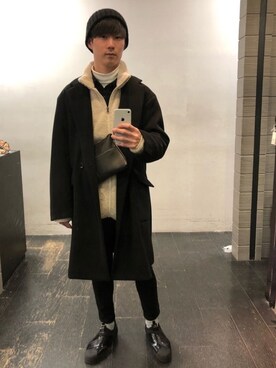 「UNIQLO（ユニクロ）のWOMEN ウルトラストレッチジーンズ（デニムパンツ）」を使った、sognoさん（メンズ・171cm）の冬コーディネート