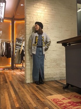 「スエット」｜「アイテム（ハンチング/ベレー帽）」を使った、つぼねさん（レディース・153cm）の秋コーディネート