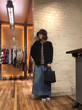 「ノーカラー」｜「アイテム（帽子）」を使った、つぼねさん（レディース・153cm）の冬コーディネート