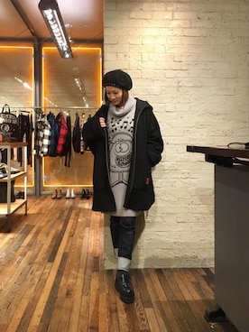 「HYSTERIC GLAMOUR（ヒステリックグラマー）のアイテム（モッズコート）」を使った、つぼねさん（レディース・153cm）の冬コーディネート