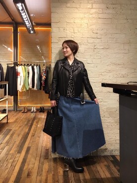 「ボウタイ」｜「アイテム（ブルゾン）」を使った、つぼねさん（レディース・153cm）の春コーディネート