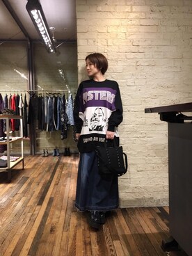 「マキシ」｜「アイテム（スウェット）」を使った、つぼねさん（レディース・153cm）の夏コーディネート