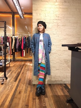 「70'sコーデ」｜「アイテム（ハンチング/ベレー帽）」を使った、つぼねさん（レディース・153cm）の秋コーディネート