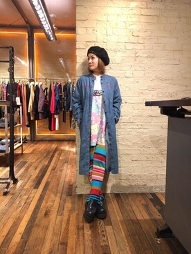 「70'sコーデ」｜「アイテム（ハンチング/ベレー帽）」を使った、つぼねさん（レディース・153cm）の秋コーディネート