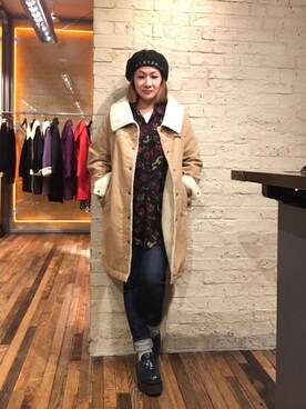 「HYSTERIC GLAMOUR（ヒステリックグラマー）のアイテム（ステンカラーコート）」を使った、つぼねさん（レディース・153cm）の秋コーディネート