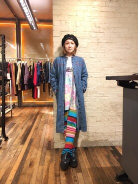 「70'sコーデ」｜「アイテム（ハンチング/ベレー帽）」を使った、つぼねさん（レディース・153cm）の冬コーディネート