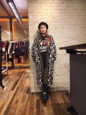 「ラフコーデ」｜「アイテム（ムートンコート）」を使った、つぼねさん（レディース・153cm）の冬コーディネート