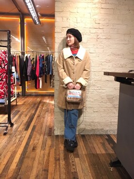 「HYSTERIC GLAMOUR（ヒステリックグラマー）のアイテム（ステンカラーコート）」を使った、つぼねさん（レディース・153cm）の冬コーディネート