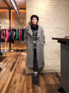 「ラフコーデ」｜「アイテム（ピーコート）」を使った、つぼねさん（レディース・153cm）の冬コーディネート