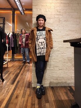 「ラフコーデ」｜「アイテム（ピーコート）」を使った、つぼねさん（レディース・153cm）の冬コーディネート