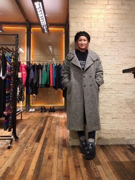「ラフコーデ」｜「アイテム（ピーコート）」を使った、つぼねさん（レディース・153cm）の冬コーディネート