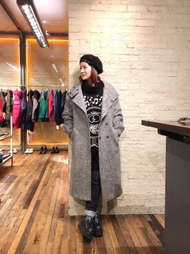 「ラフコーデ」｜「アイテム（ピーコート）」を使った、つぼねさん（レディース・153cm）の冬コーディネート
