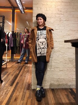「ラフコーデ」｜「アイテム（ピーコート）」を使った、つぼねさん（レディース・153cm）の冬コーディネート