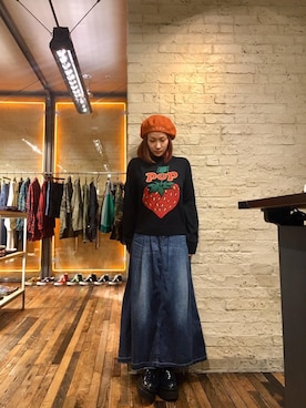 「70'sコーデ」｜「アイテム（ハンチング/ベレー帽）」を使った、つぼねさん（レディース・153cm）の冬コーディネート