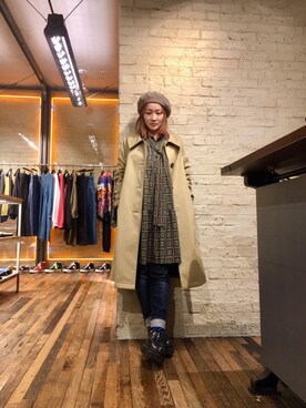 「HYSTERIC GLAMOUR（ヒステリックグラマー）のアイテム（ステンカラーコート）」を使った、つぼねさん（レディース・153cm）の冬コーディネート