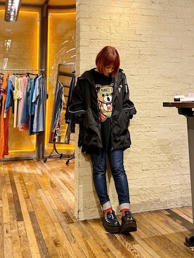 「コラボレーション」｜「アイテム（ブルゾン）」を使った、つぼねさん（レディース・153cm）の春コーディネート