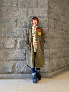 「ミリタリーコーデ」｜「アイテム（シャツワンピース）」を使った、つぼねさん（レディース・153cm）の夏コーディネート