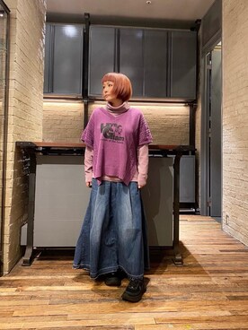 「タートル」｜「アイテム（スウェット）」を使った、つぼねさん（レディース・153cm）の秋コーディネート