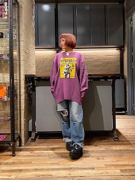 「アイテム（チョーカー、ピンク系）」を使った、つぼねさん（レディース・153cm）の秋コーディネート
