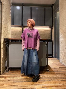 「タートル」｜「アイテム（スウェット）」を使った、つぼねさん（レディース・153cm）の冬コーディネート