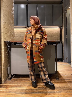 「70'sコーデ」｜「アイテム（ダッフルコート）」を使った、つぼねさん（レディース・153cm）の冬コーディネート