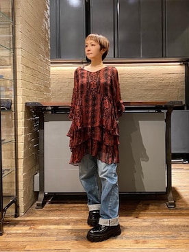 「ロックコーデ」｜「アイテム（ワンピース/ドレス）」を使った、つぼねさん（レディース・153cm）の秋コーディネート