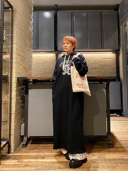 ★美品★ヒステリックグラマーのロングワンピ HYSTERIC GLAMOUR（ヒステリックグラマー）の「DEVIL BEAR