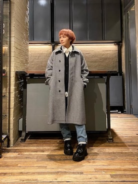 「HYSTERIC GLAMOUR（ヒステリックグラマー）のアイテム（ステンカラーコート）」を使った、つぼねさん（レディース・153cm）の秋コーディネート