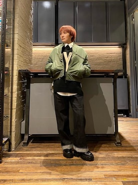 「でにむ」｜「アイテム（MA-1）」を使った、つぼねさん（レディース・153cm）の冬コーディネート