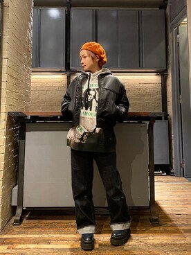 「でにむ」｜「アイテム（MA-1）」を使った、つぼねさん（レディース・153cm）の冬コーディネート