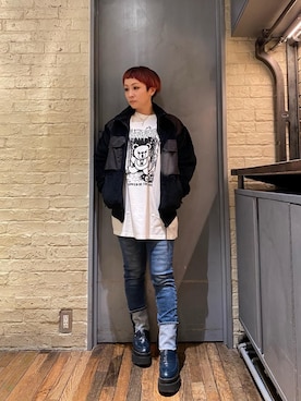 「ロンt」｜「アイテム（その他アウター）」を使った、つぼねさん（レディース・153cm）の冬コーディネート