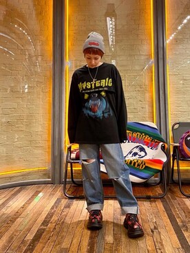 「ﾋﾞｯｸﾞｼﾙｴｯﾄ」｜「アイテム（帽子）」を使った、つぼねさん（レディース・153cm）の冬コーディネート